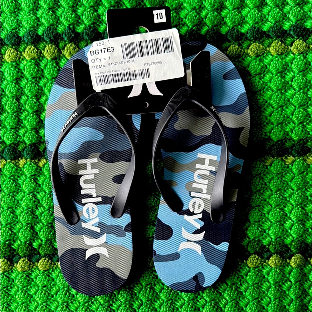 Hurley Blue and Black Camo Sandals